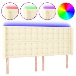 vidaXL LED Kopfteil Creme 203x16x118/128 cm Kunstleder