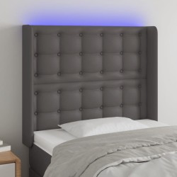 vidaXL LED Kopfteil Grau 83x16x118/128 cm Kunstleder