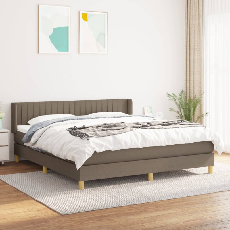 vidaXL Boxspringbett mit Matratze Taupe 160x200 cm Stoff vidaXL Boxspringbett mit Matratze Taupe 160x200 cm Stoff