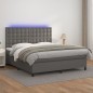 vidaXL Boxspringbett mit Matratze & LED Grau 160x200 cm Kunstleder vidaXL Boxspringbett mit Matratze & LED Grau 160x200 cm Kunstleder