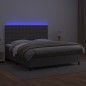 vidaXL Boxspringbett mit Matratze & LED Grau 160x200 cm Kunstleder vidaXL Boxspringbett mit Matratze & LED Grau 160x200 cm Kunstleder