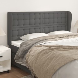 vidaXL Kopfteil mit Ohren Grau 163x23x118/128 cm Kunstleder