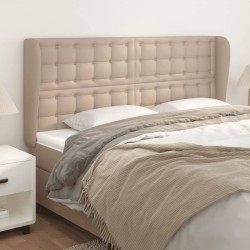 vidaXL Kopfteil mit Ohren Cappuccino-Braun 183x23x118/128cm Kunstleder