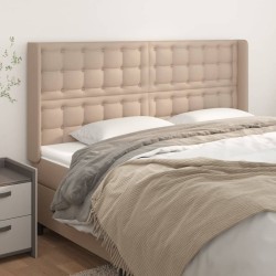 vidaXL Kopfteil mit Ohren Cappuccino-Braun 183x16x118/128cm Kunstleder