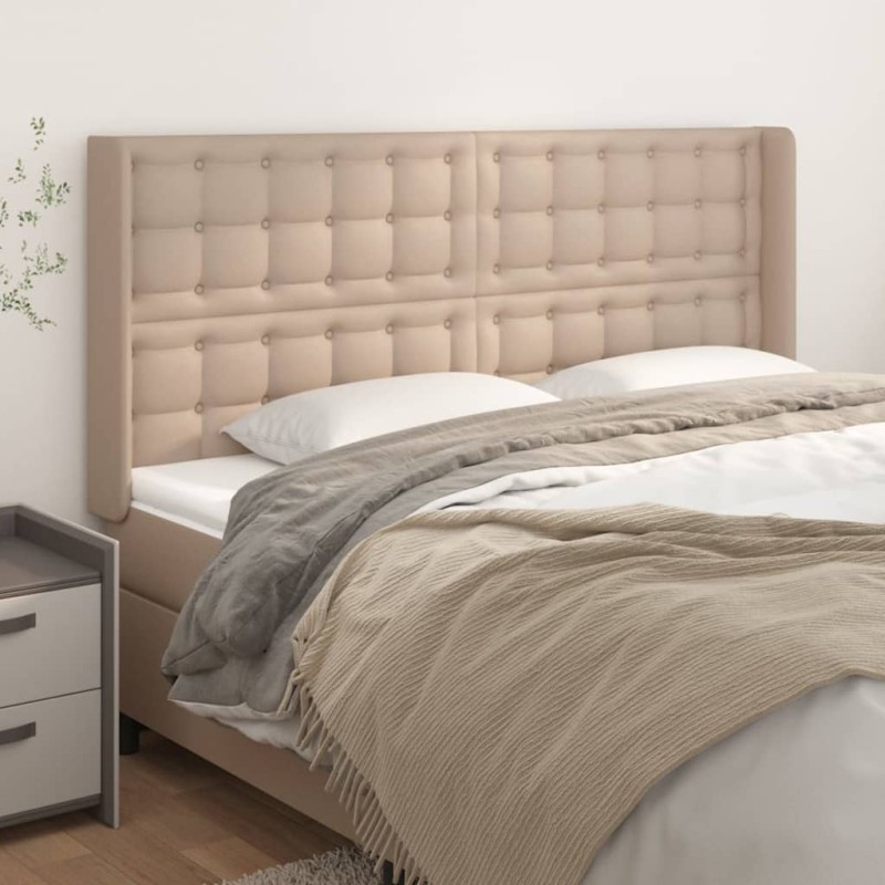 vidaXL Kopfteil mit Ohren Cappuccino-Braun 183x16x118/128cm Kunstleder