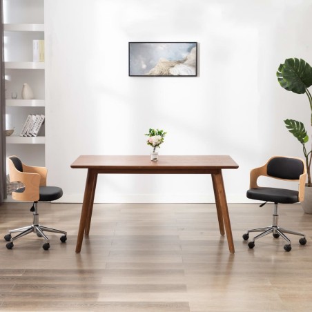 Drehbare Esszimmerstühle 2 Stk. Schwarz Bugholz und Kunstleder