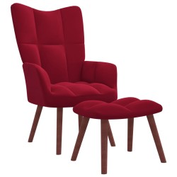 vidaXL Relaxsessel mit Hocker Weinrot Samt