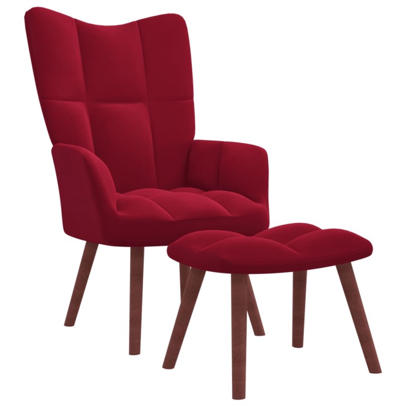 vidaXL Relaxsessel mit Hocker Weinrot Samt vidaXL Relaxsessel mit Hocker Weinrot Samt
