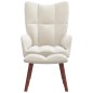 vidaXL Relaxsessel mit Hocker Cremeweiß Samt vidaXL Relaxsessel mit Hocker Cremeweiß Samt