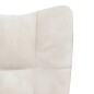 vidaXL Relaxsessel mit Hocker Cremeweiß Samt vidaXL Relaxsessel mit Hocker Cremeweiß Samt