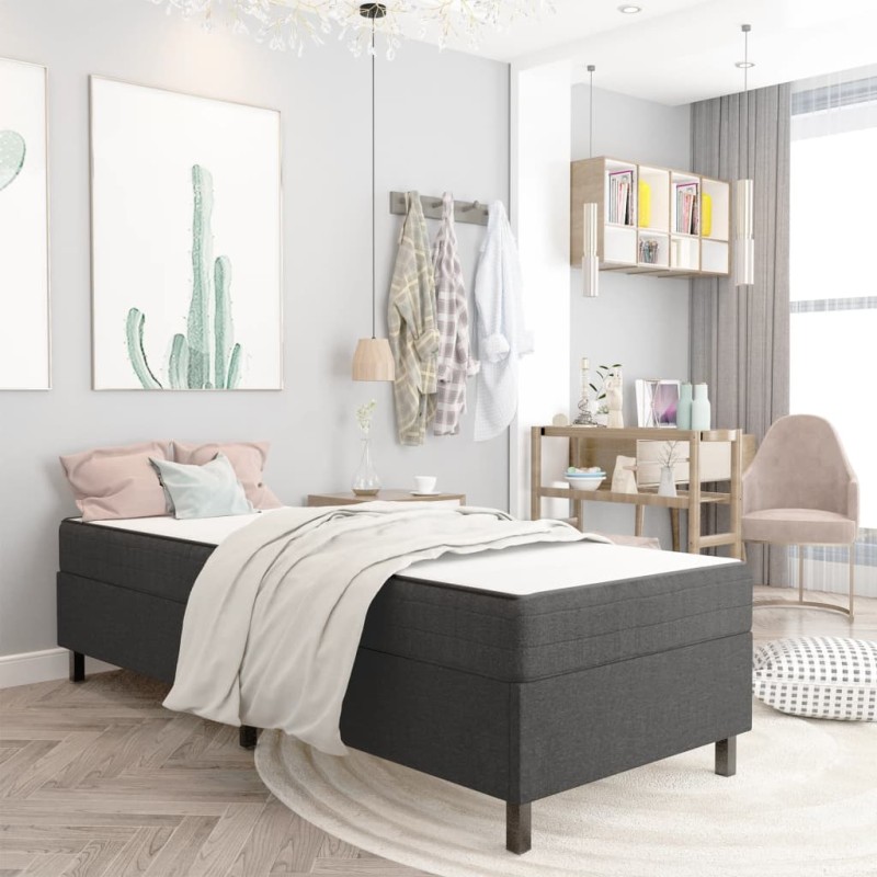 Boxspringbett Dunkelgrau Stoff 100x200 cm Boxspringbett Dunkelgrau Stoff 100x200 cm