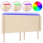 vidaXL LED Kopfteil Creme 163x16x118/128 cm Stoff vidaXL LED Kopfteil Creme 163x16x118/128 cm Stoff