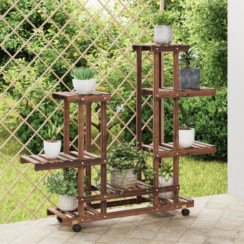 vidaXL Blumenständer mit Rollen 95x25x101 cm Massivholz Tanne vidaXL Blumenständer mit Rollen 95x25x101 cm Massivholz Tanne