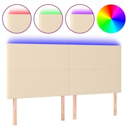 vidaXL LED Kopfteil Creme 160x5x118/128 cm Stoff