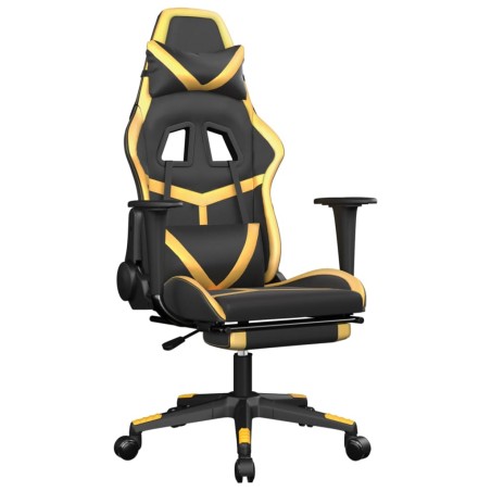 vidaXL Gaming-Stuhl mit Fußstütze Schwarz und Golden Kunstleder