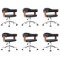 Drehbare Esszimmerstühle 6 Stk. Schwarz Bugholz und Kunstleder Drehbare Esszimmerstühle 6 Stk. Schwarz Bugholz und Kunstleder
