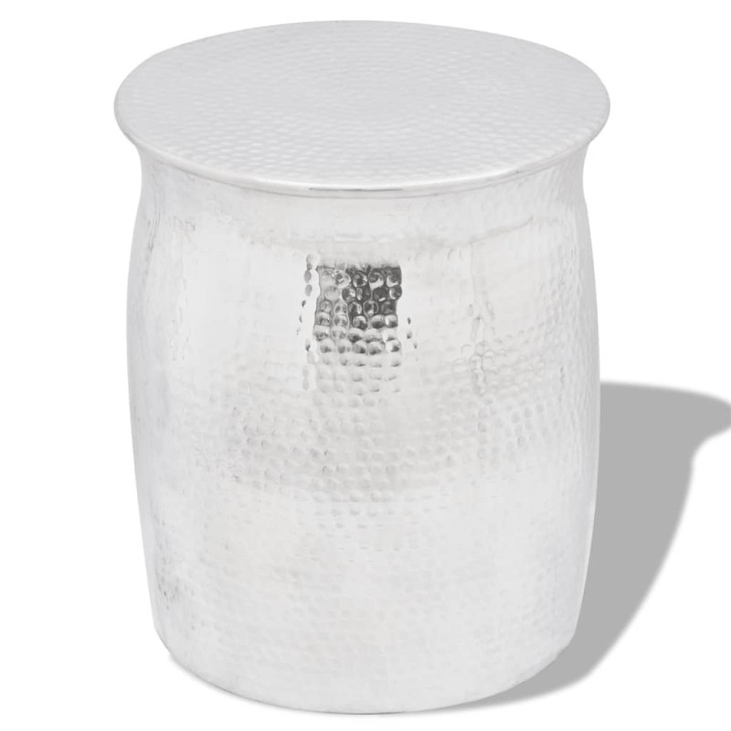 vidaXL Hocker/Beistelltisch aus gehämmertem Aluminium Silbern vidaXL Hocker/Beistelltisch aus gehämmertem Aluminium Silbern