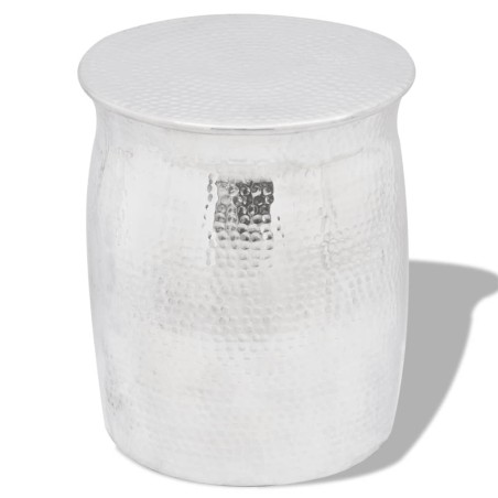 vidaXL Hocker/Beistelltisch aus gehämmertem Aluminium Silbern 