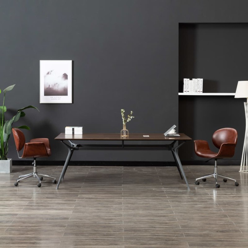 Drehbarer Bürostuhl Braun Kunstleder Drehbarer Bürostuhl Braun Kunstleder