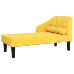 vidaXL Chaiselongue mit Nackenrolle Gelb Samt