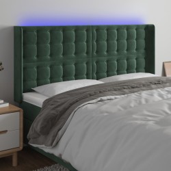vidaXL LED Kopfteil Dunkelgrün 203x16x118/128 cm Samt