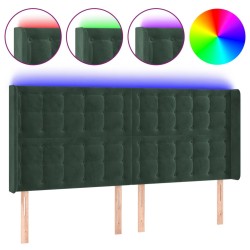 vidaXL LED Kopfteil Dunkelgrün 203x16x118/128 cm Samt