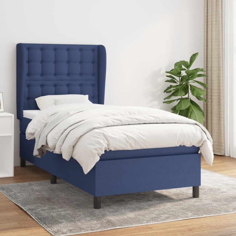 vidaXL Boxspringbett mit Matratze Blau 80x200 cm Stoff vidaXL Boxspringbett mit Matratze Blau 80x200 cm Stoff