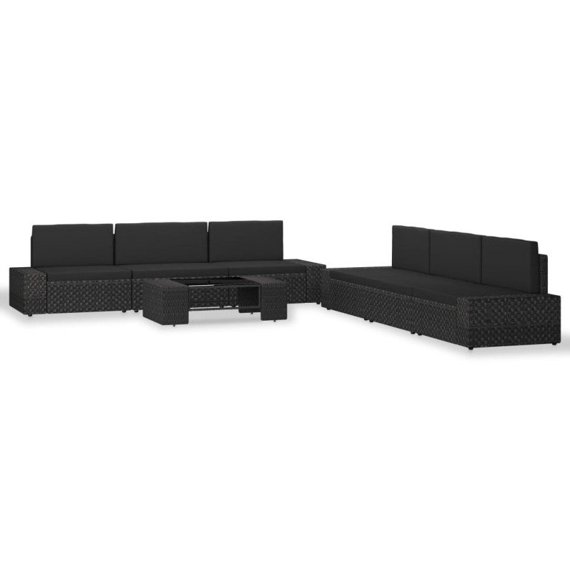 vidaXL 7-tlg. Garten-Lounge-Set Poly Rattan Schwarz vidaXL 7-tlg. Garten-Lounge-Set Poly Rattan Schwarz