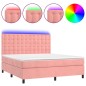 vidaXL Boxspringbett mit Matratze & LED Rosa 160x200 cm Samt vidaXL Boxspringbett mit Matratze & LED Rosa 160x200 cm Samt