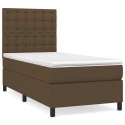 vidaXL Boxspringbett mit Matratze Dunkelbraun 90x200 cm Stoff