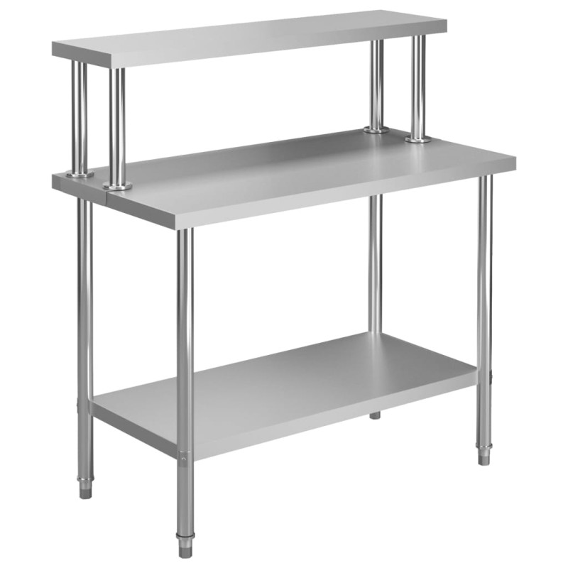 vidaXL Küchen-Arbeitstisch mit Aufsatzboard 120×60×120 cm Edelstahl vidaXL Küchen-Arbeitstisch mit Aufsatzboard 120×60×120 cm Edelstahl