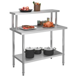 vidaXL Küchen-Arbeitstisch mit Aufsatzboard 120×60×120 cm Edelstahl 