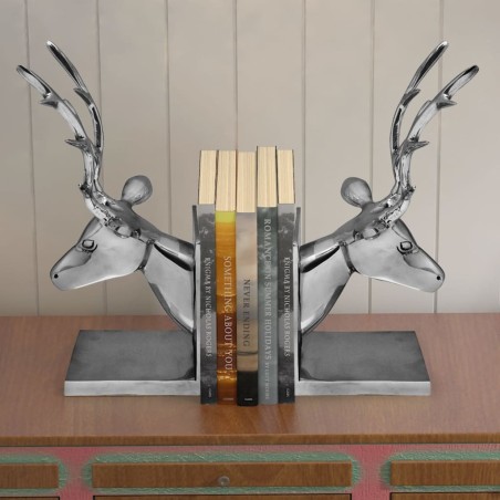 vidaXL Buchstützen Hirsch 2 Stk. Aluminium Silbern 