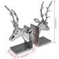 vidaXL Buchstützen Hirsch 2 Stk. Aluminium Silbern vidaXL Buchstützen Hirsch 2 Stk. Aluminium Silbern