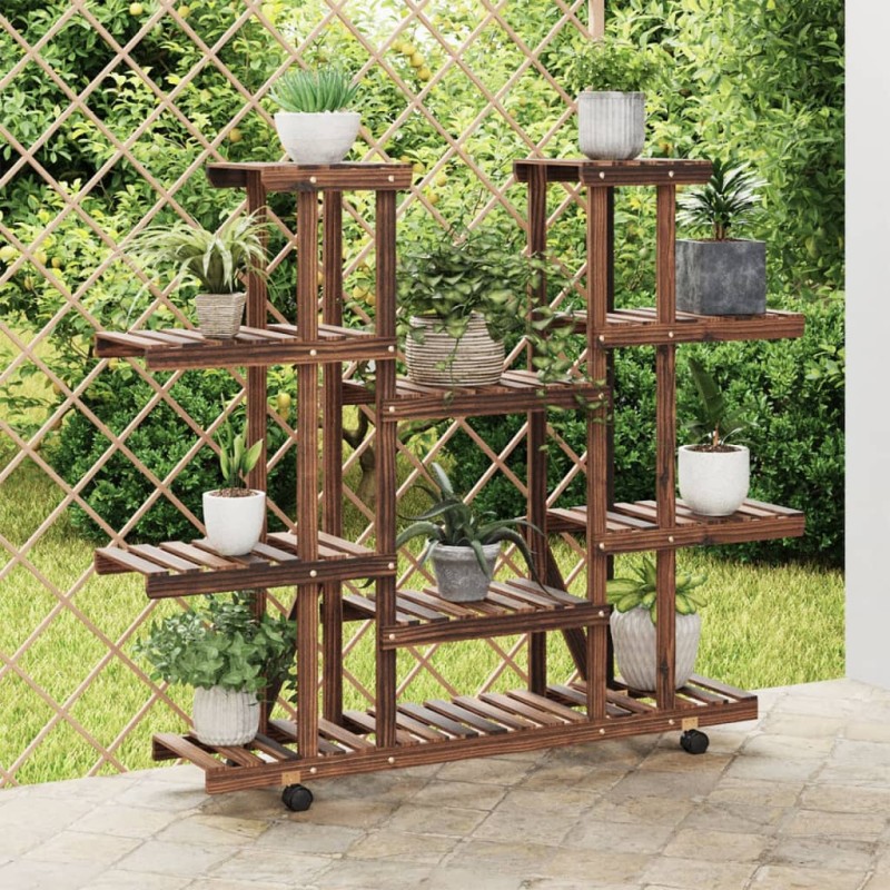 vidaXL Blumenständer mit Rollen 110x25x115 cm Massivholz Tanne vidaXL Blumenständer mit Rollen 110x25x115 cm Massivholz Tanne