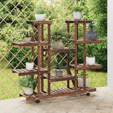 vidaXL Blumenständer mit Rollen 110x25x115 cm Massivholz Tanne