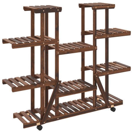vidaXL Blumenständer mit Rollen 110x25x115 cm Massivholz Tanne