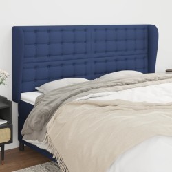vidaXL Kopfteil mit Ohren Blau 163x23x118/128 cm Stoff