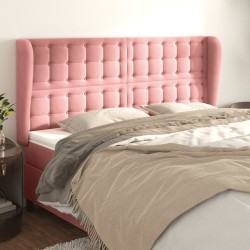 vidaXL Kopfteil mit Ohren Rosa 163x23x118/128 cm Samt