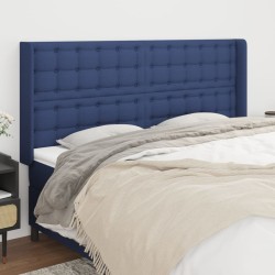 vidaXL Kopfteil mit Ohren Blau 163x16x118/128 cm Stoff