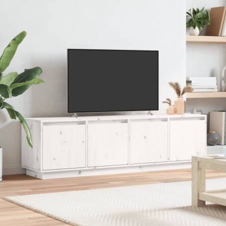 vidaXL TV-Schrank Weiß 156x37x45 cm Massivholz Kiefer