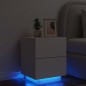 vidaXL Nachttisch mit LED-Leuchten Weiß Holzwerkstoff vidaXL Nachttisch mit LED-Leuchten Weiß Holzwerkstoff