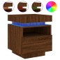 vidaXL Nachttisch mit LED-Leuchten Braun Eichen-Optik 40x39x48,5 cm vidaXL Nachttisch mit LED-Leuchten Braun Eichen-Optik 40x39x48,5 cm