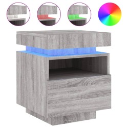 vidaXL Nachttisch mit LED-Leuchten Grau Sonoma 40x39x48,5 cm