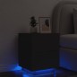 vidaXL Nachttisch mit LED-Leuchten Schwarz Holzwerkstoff vidaXL Nachttisch mit LED-Leuchten Schwarz Holzwerkstoff