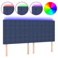 vidaXL LED Kopfteil Blau 160x5x118/128 cm Stoff
