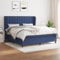 vidaXL Boxspringbett mit Matratze Blau 160x200 cm Stoff vidaXL Boxspringbett mit Matratze Blau 160x200 cm Stoff