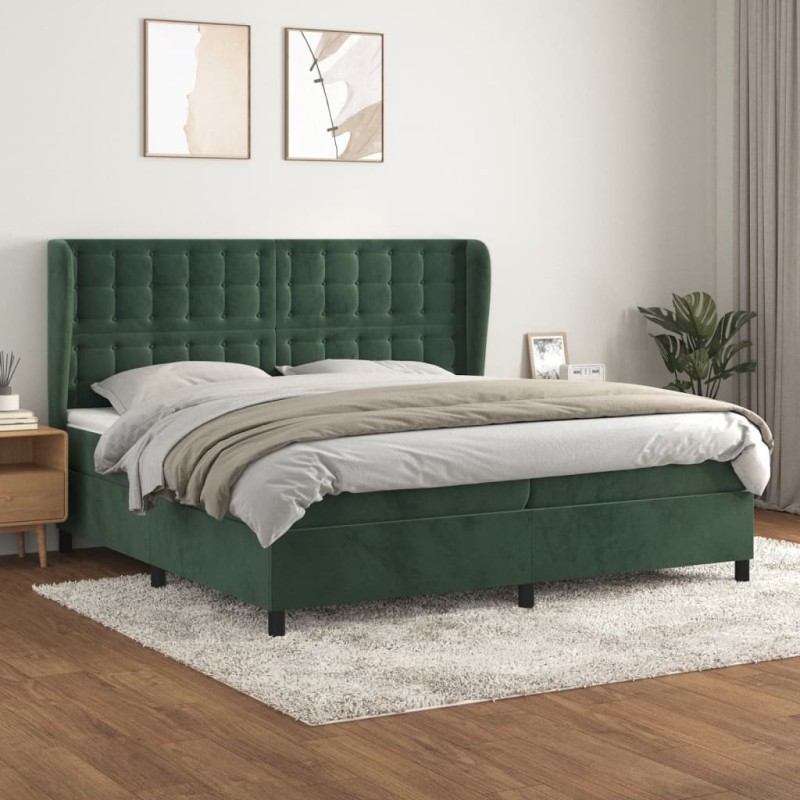 vidaXL Boxspringbett mit Matratze Dunkelgrün 200x200 cm Samt vidaXL Boxspringbett mit Matratze Dunkelgrün 200x200 cm Samt