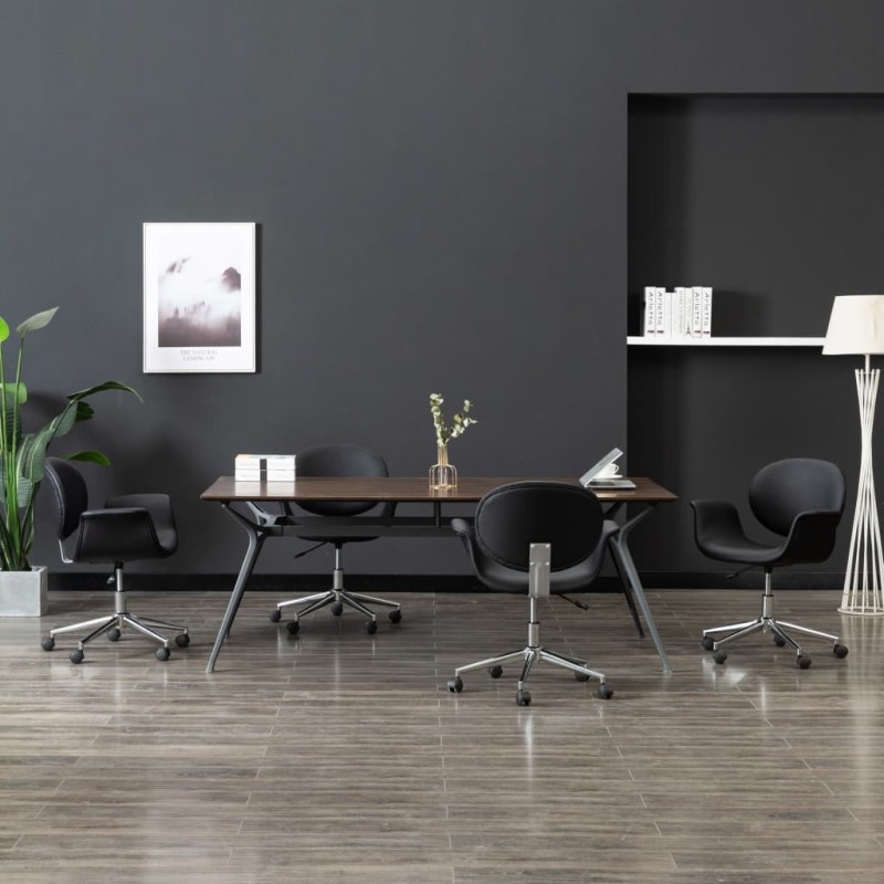 Drehbare Esszimmerstühle 4 Stk. Schwarz Kunstleder Drehbare Esszimmerstühle 4 Stk. Schwarz Kunstleder
