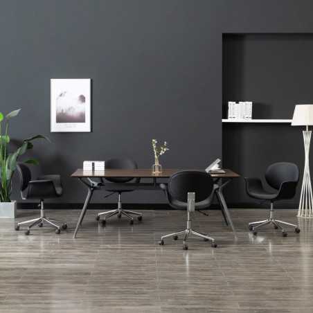 Drehbare Esszimmerstühle 4 Stk. Schwarz Kunstleder